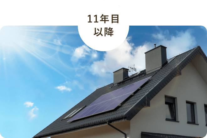 10年後は太陽光で作った電気は無料で使えるので昼間の電気代を0円にできる！